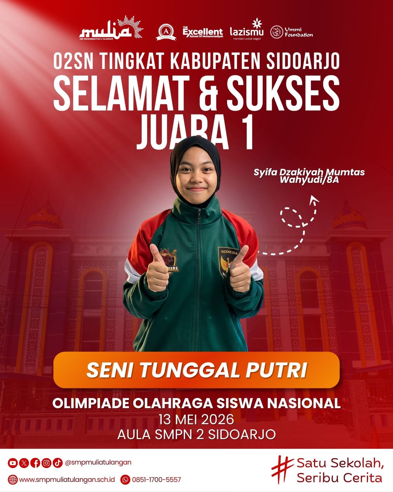 Kepala Sekolah Tegaskan SMP MULIA Tulangan Gudangnya Para Juara