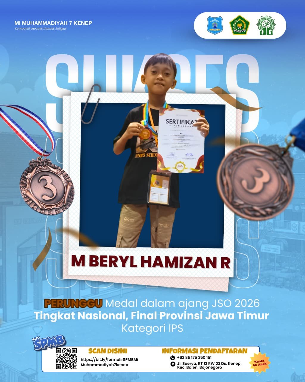 Siswa MI Muhammadiyah 7 Kenep Raih Juara 3 Olimpiade IPS Tingkat Provinsi