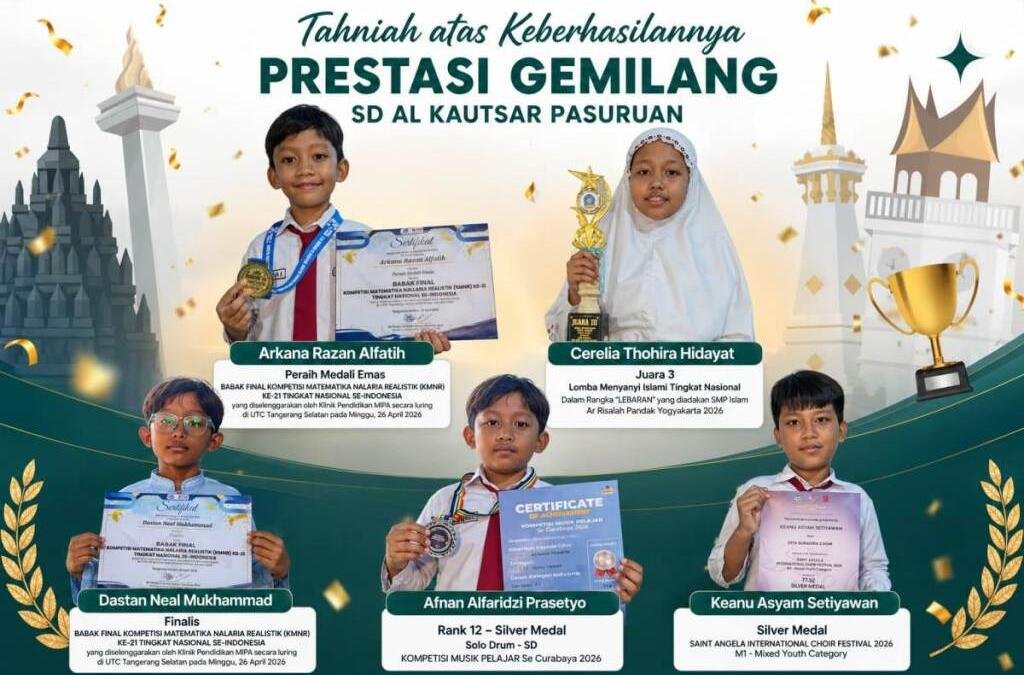 Mengukir Prestasi, Siswa SD Al Kautsar Pasuruan Borong Juara Nasional hingga Internasional