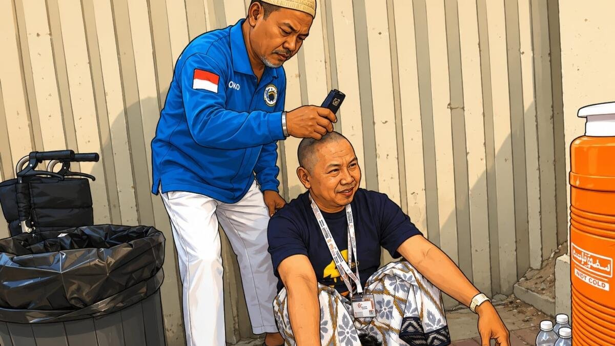 Tahalul di Mina, Dicukur Gratis Pak Yono dan Belajar Makna Kepasrahan kepada Allah