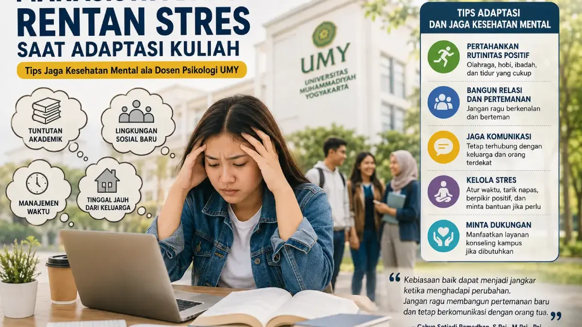 Mahasiswa Baru Rentan Stres saat Adaptasi Kuliah, Dosen Psikologi UMY Bagikan Tips Jaga Kesehatan Mental