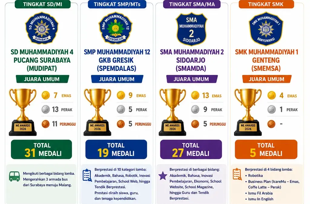Ini Empat Sekolah yang Jadi Juara Umum ME Award 2026