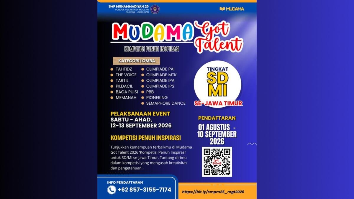 Mudama Got Talent 2026 Resmi Dibuka, 13 Lomba untuk Siswa SD/MI se-Jawa Timur