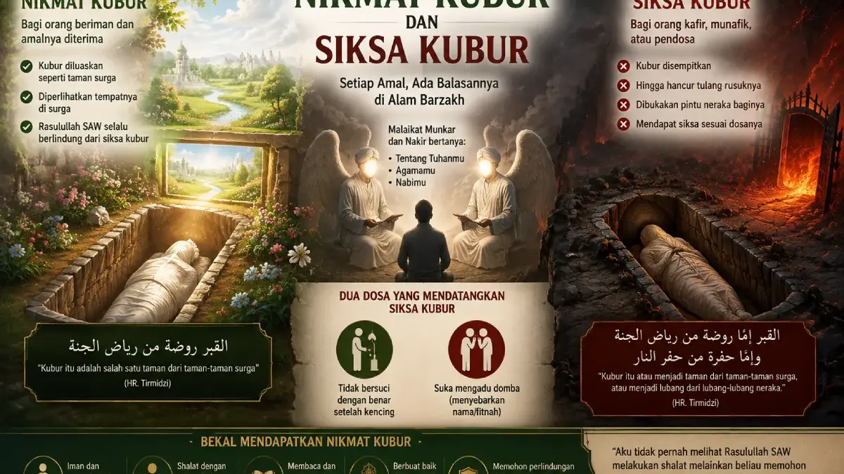 Nikmat Kubur dan Siksa Kubur: Amalan yang Mengantarkan ke Taman Surga atau Azab Barzakh