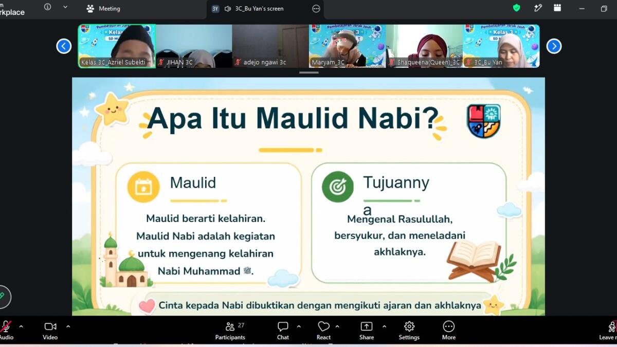 SD Mumtaz Peringati Maulid Nabi Lewat Zoom Meeting dan Game Online