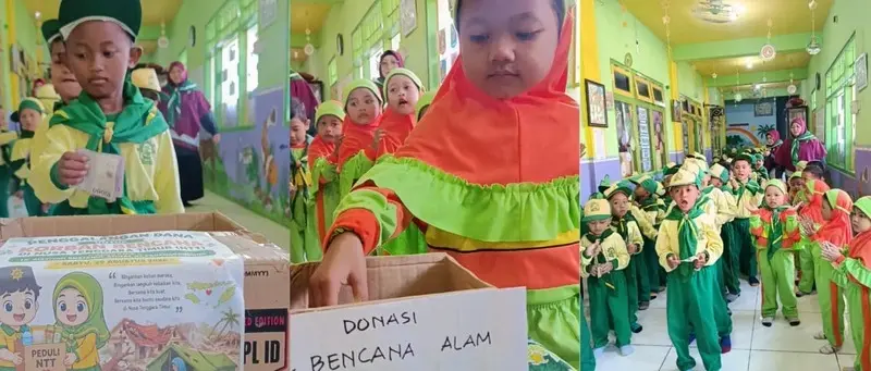 Tanamkan Kepedulian Sejak Dini, KB Aisyiyah 12 dan TK Aisyiyah 07 Padangbandung Galang Dana untuk Korban Bencana NTT