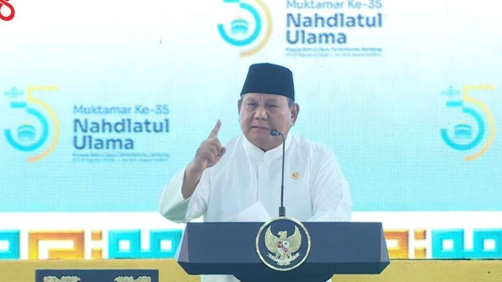 Prabowo Sebut Muhammadiyah 4 Kali Saat Buka Muktamar ke-35 NU di Tambakberas