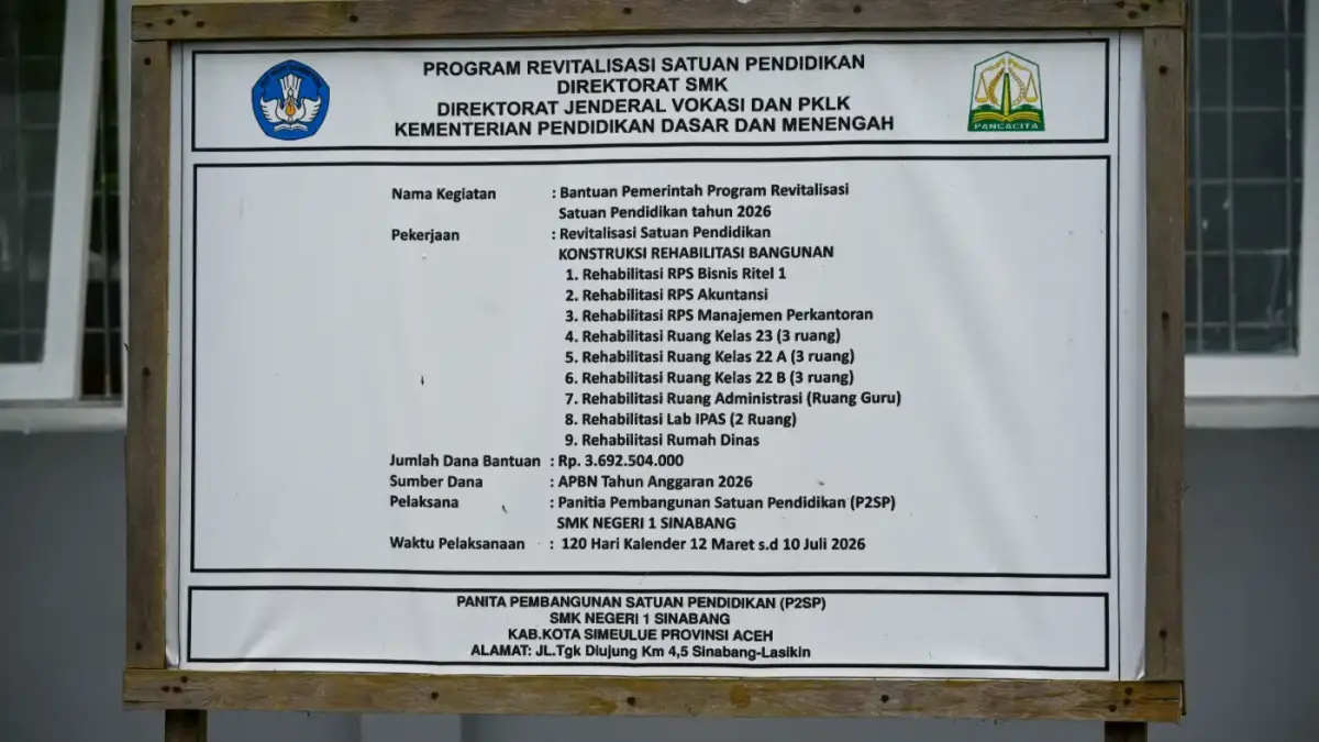 Revitalisasi SMK Negeri 1 Sinabang, Siswa Kini Punya Ruang Belajar Lebih Layak