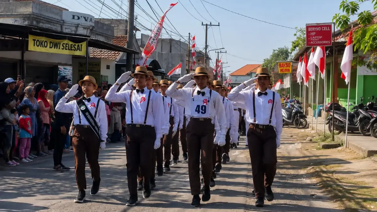 SMP Mulia Tulangan Borong Lima Gelar Lomba Gerak Jalan HUT RI