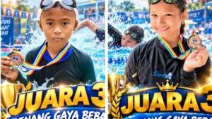 Dua Siswa MIM 2 Cakru Naik Podium Renang di Anniversary Dolphin All Star