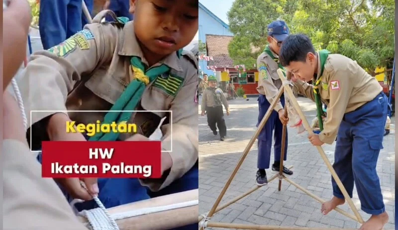 Belajar Ikatan, Mengasah Keterampilan: HW MI Megah Uji Ikatan Palang Bonus Canggah