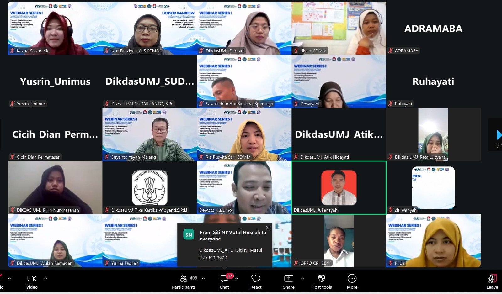 600 Lebih Peserta dari 30 Provinsi Ikuti Webinar Perdana ALS PTMA