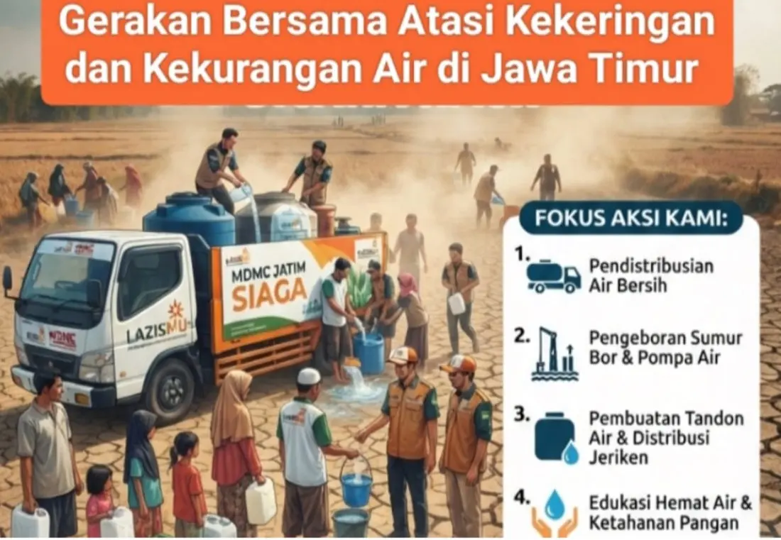 Lazismu dan MDMC Jatim Siapkan Suplai Air Bersih 3 Juta Liter untuk Daerah Terdampak El Nino